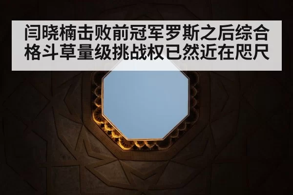 闫晓楠击败前冠军罗斯之后综合格斗草量级挑战权已然近在咫尺